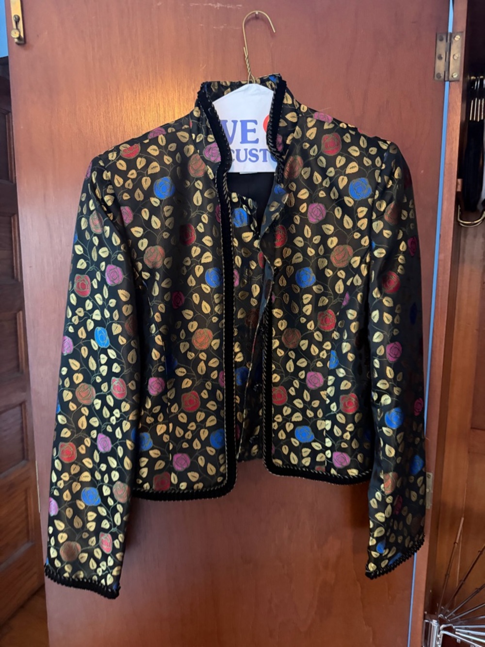 Vintage Black Floral Brocade Jacket